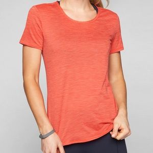 Athleta | XS | Orange Shadow Stripe Chi Tee